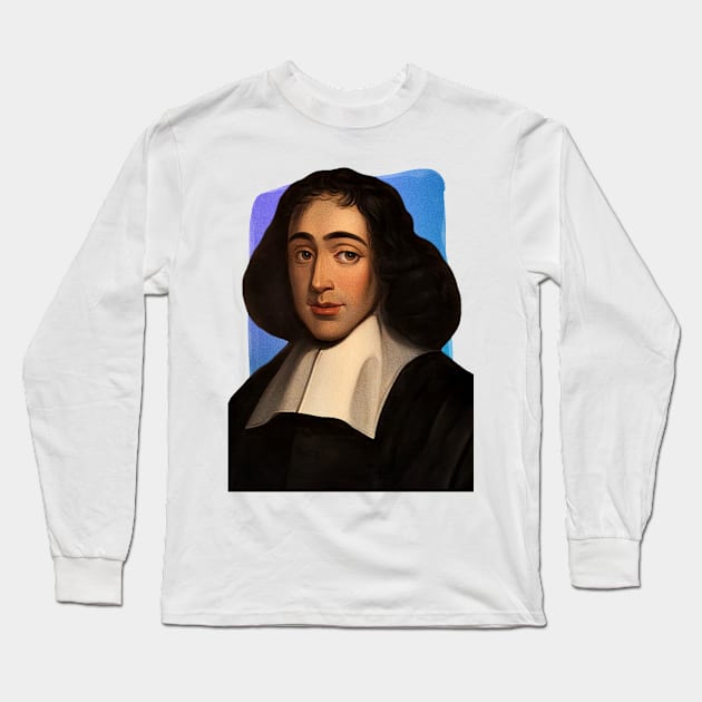 Dutch Philosopher Baruch Spinoza illustration Long Sleeve T-Shirt by Litstoy 